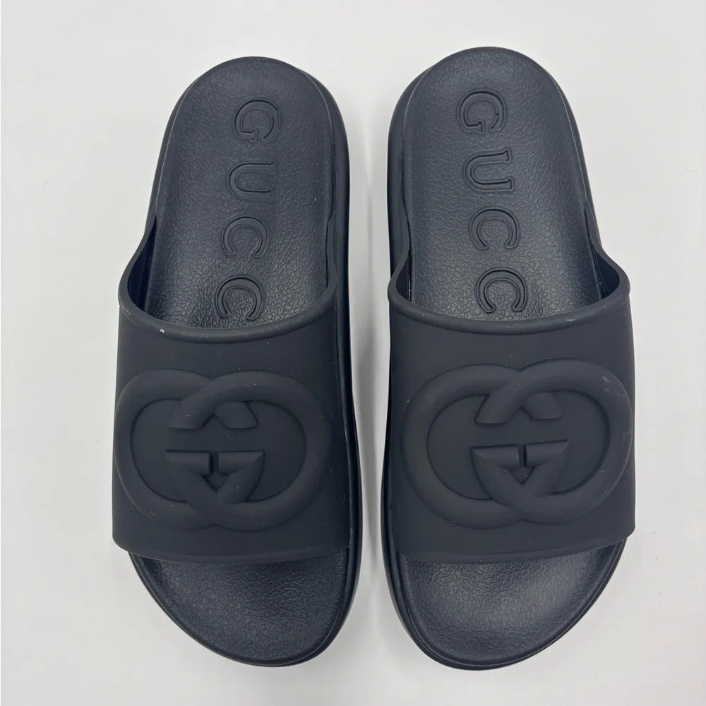 Gucci Black Slide Sandals - Picture 1 of 9